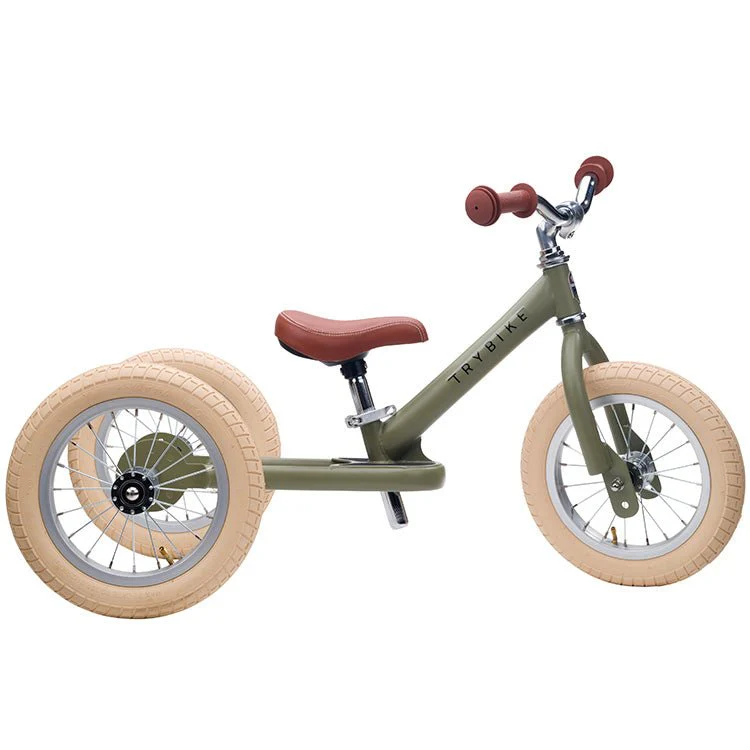 Stalen Driewieler Trybike 2-in-1 Vintage Matt Green